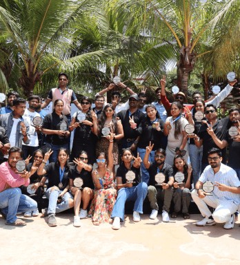 A team on a corporate trip